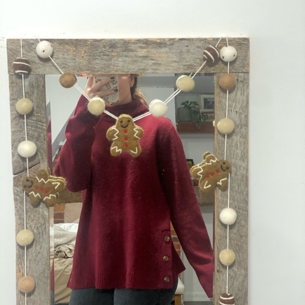 J.Crew Red Wool Button Side Turtleneck Sweater - image 2